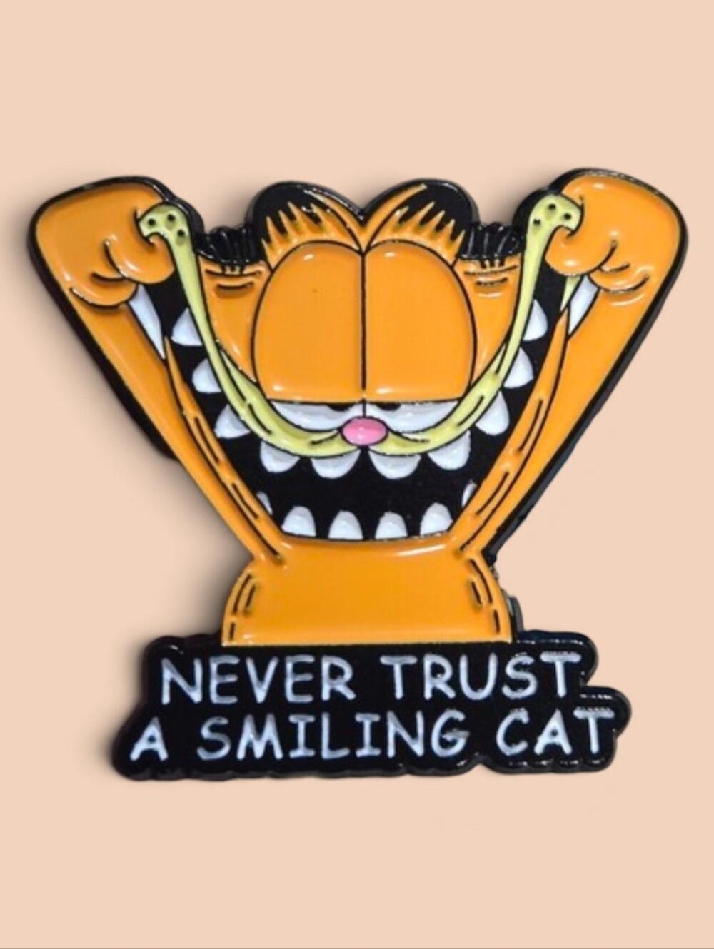 Garfield Enamel Pin - Never Trust a Smiling Cat